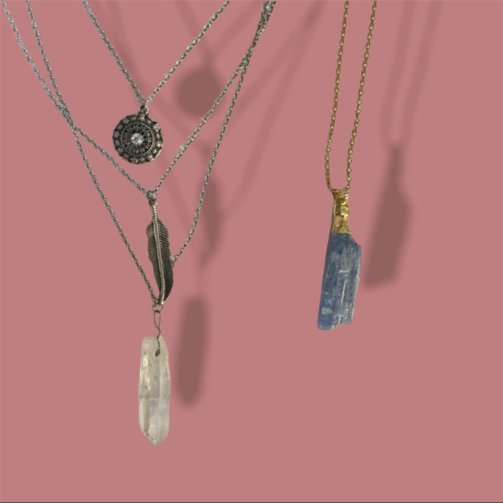 Rock and crystal necklaces!